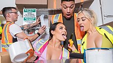 When they’re busted, Air Thugger tells the guys to mind their business while Lexi and Chloe share his cum!