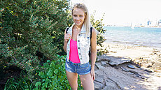 Gorgeous blonde Addie goes out for a day of fun with Jay