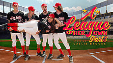 Callie knows how to help him and jerks him off in the dugout until he busts a massive load