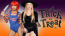 Jade Kimiko  and  Kylie Shay in DadCrush 'Trick or Threesome'