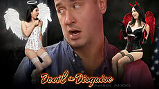 Devil Amber sucks Dann’y cock and struggles to get it all in her mouth. He’s a big man, after all, and Amber is just an innocent petite Asian babe.