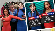 Angel and Lily attempt to steal a pair of slutty costumes, but loss prevention officer Mike is quicker than they are and catches them before they can make their escape. The girls know they’re in big trouble, and it’ll take more than an apology to get out of this sticky situation. Luckily for them, Mike is the type of man who can be reasoned with, though his conditions are a bit taboo. He wants the girls to play with his cock and bit. This is the only viable option they have if they want to avoid serious consequences. They know they have little power here, and Mike is in full control. Still, the thought of playing with his cock is somewhat exciting, as they’ll get to put their skimpy new costumes to use. Mike plays with both chicks, getting to pleasure both their pussies and feel their vag lips around the shaft of his cock. He pushes himself deep inside of them and doesn’t stop until he’s cumming and covering both chicks in jizz.