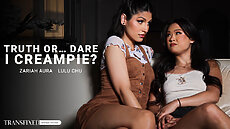 New Transfixed Scene - Zariah Aura & Lulu Chu in Truth Or... Dare I Creampie? Upcoming Trans Porn