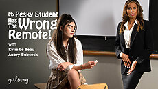 ADULT TIME - My Pesky Student Has The Wrong Remote! XXX Girlsway Kylie Le Beau, Aubry Babcock video