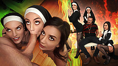 TeamSkeet New Scene -  Natalie Brooks ,  Selena Love  and  Fiona Frost Three Horny Nuns Fuck the Devil Out of Him || BFFS New Porn Video