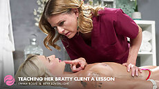 Upcoming Scene - Teaching Her Bratty Client A Lesson XXX All Girl Massage Emma Rosie, Reya Lovenlight video
