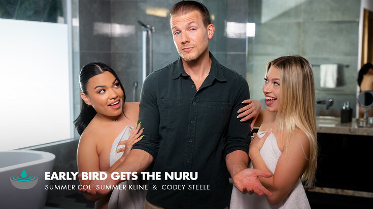 Upcoming Scene - Early Bird Gets The Nuru XXX Nuru Massage Codey Steele, Summer Kline, Summer Col video
