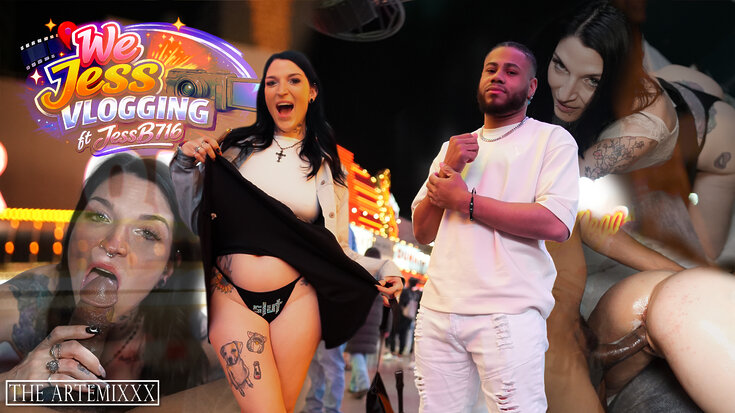 ArtemiXXX and Jess B enjoy the Vegas nightlife as they vlog and live stream their adventures that lead to a hot session back at the Airbnb. Jess just couldnt wait to have Arts Thick girthy cock stretch her tight wet pussy open. Watch as she creams all on his Dick and gets a good Deep dicking