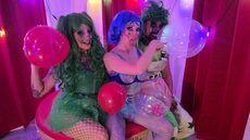 Roll up roll up its time to enjoy the show!  And joining the green cock crazed clowns on stage from the audience is Lily Kink!  Watch as they have a balloon crazy time and this cock loving slut becomes a clown and takes on this filthy pair and things get popping mad!