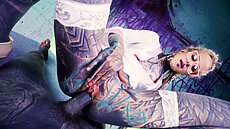 Anuskatzz in her slutty pink glasses and sheer top gets destroyed in a graffiti-covered room. She warms up her pussy with a pink heart toy, then takes Lily Lus cock. Deep in her ass while gagging on it down her throat. Hard anal pounding, sloppy deepthroat, gaping, and intense face fucking, pure tattooed depravity from Z-Filmz. Dont miss how hard she gets fucked and how much she drools.