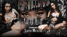 Under the silver gaze of the full moon, a woman  Lucy Mochi  prowls through the shadowed woods, a she-wolf in human form. Her long black hair cascades over naked shoulders as she moves with predatory grace, every sense attuned to the hunt. A palpable heat radiates from her skin, her arousal a sweet scent on the night air. Her hands glide over her own curves, a desperate prelude to the passion buil